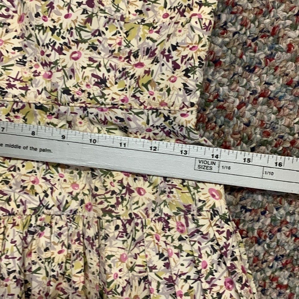 J. Crew Liberty of London Ivory Purple Floral Strapless Tiered Mini Dress Size 0 - Picture 15 of 16